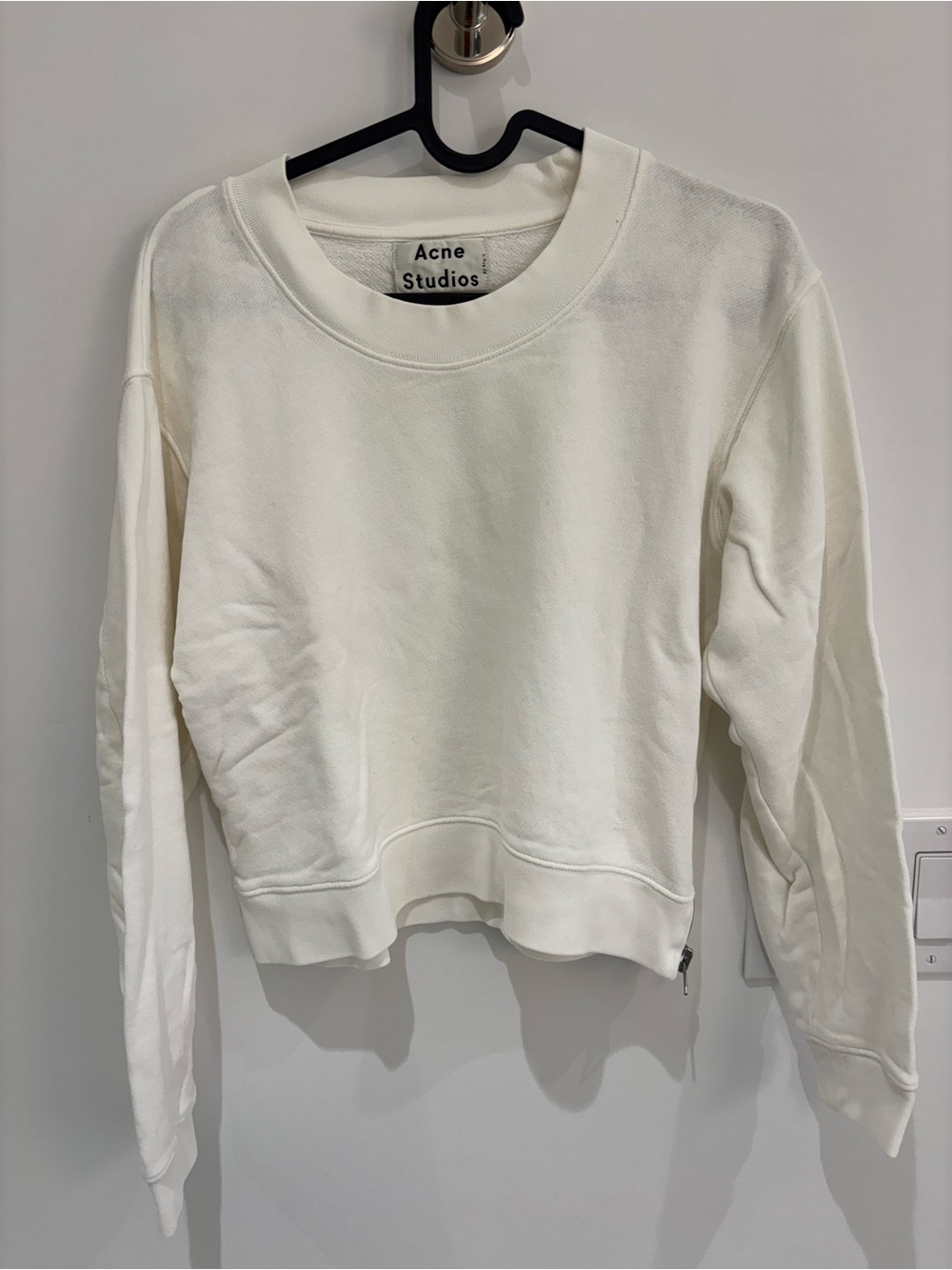 Acne Studios White Cropped Crewneck Sweatshirt
